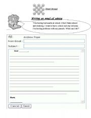 English Worksheet: writing an email of advice