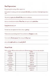 English worksheet: Fun expressions and Phrasal Verbs