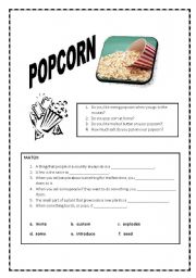 English Worksheet: Popcorn