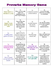 English Proverbs and sayings - Memory Game