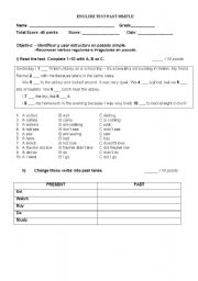 English Worksheet: Past simple test