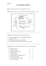 English Worksheet: Video Activity- Story: The Very Hungry Caterpillar