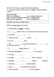 English worksheet: My Body and Mind - Growing Up