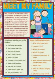 English Worksheet: MEET MY FAMILY