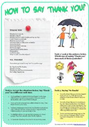 English Worksheet: How To Say Thank You (Language Function)