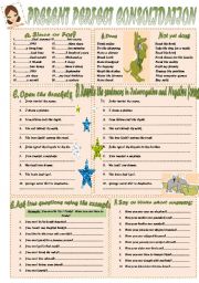 English Worksheet: PRESENT PERFECT CONSOLIDATION EXERCISES.