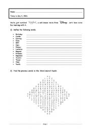 Tangled, the Movie ::: Worksheet # 1