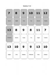 English Worksheet: Domino 7-13