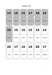 English Worksheet: Domino 14-20