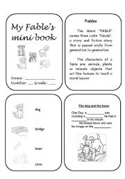 English Worksheet: Mini book  Fables  5 pages with 4 mini pages - Editable