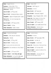 English Worksheet: Famous dead peoples ID cards (set 3)