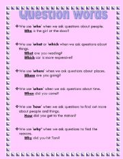 English Worksheet: question words