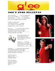 English Worksheet: Dont Stop Believing by Glee [Page 1]