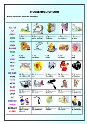 English Worksheet: HOUSEHOLD CHORES