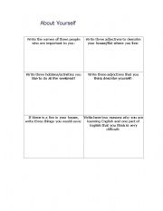 English worksheet: about yourself