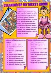 English Worksheet: CLEANING UP MY MESSY ROOM