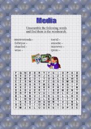 English Worksheet: Wordsearch Media