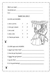 English Worksheet: Beauty and the Beast - Mid year test