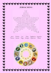 Zodiac Signs Wordsearch