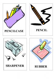 English Worksheet: SCHOOL THINGS FLASHCARDS