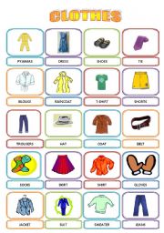 English Worksheet: CLOTHES - PICTIONARY