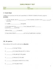 English worksheet: Simple present test
