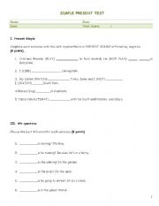 English Worksheet: Simple present test