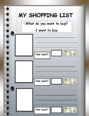 English Worksheet: My Shopping List