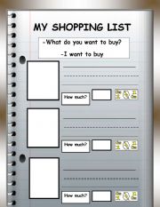 English worksheet: My Shopping List