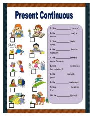 English Worksheet: Present coninuous