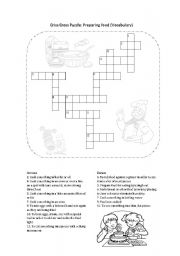 English worksheet: Criss cross puzzle: Preparing Food Vocabulary and Definitions
