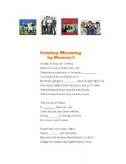 English worksheet: Song gap-fill (Sunday Morning by Maroon 5)