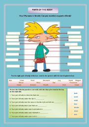 English Worksheet: PARTS OF THE BODY