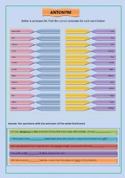 English Worksheet: ANTONYM