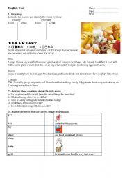 English Worksheet: Written evaluation:  Food and eating habits