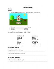 English worksheet: Prepositions of Location