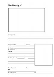 English Worksheet: Create Your Own Country Worksheet