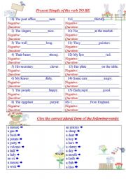 English Worksheet: Present Simple of the verb TO BE. Plural form of nouns. 