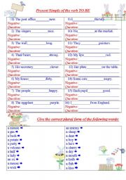 Present Simple of the verb TO BE. Plural form of nouns. 