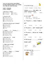 English Worksheet: 4th grade exam