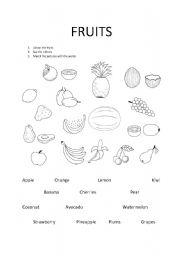 English Worksheet: FRUITS