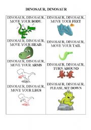 English Worksheet: DINOSAUR SONG