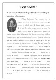 English Worksheet: William Shakespeare 