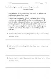 English worksheet: Graded reading comprehension