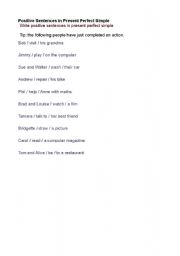 English Worksheet: Present Perfect for 3 ESO