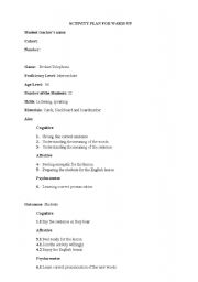 English Worksheet: warm up plan Broken Telephone