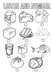 English Worksheet: FOOD AND DRINKS LISTENING PRACTICE