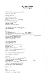 English Worksheet: Song : My Happy Ending - Avril Lavigne