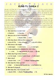 English Worksheet: KUNG FU PANDA 2 FIRST 30 MINUTES