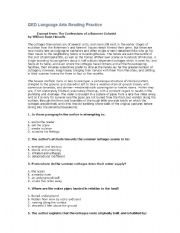 English Worksheet: Reading Comprehension for adult Literacy